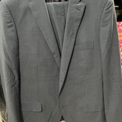 Indochino Men's Light Blue Wool Slim Fit 2 Piece Suit 44R Jacket 38w 29L Pants