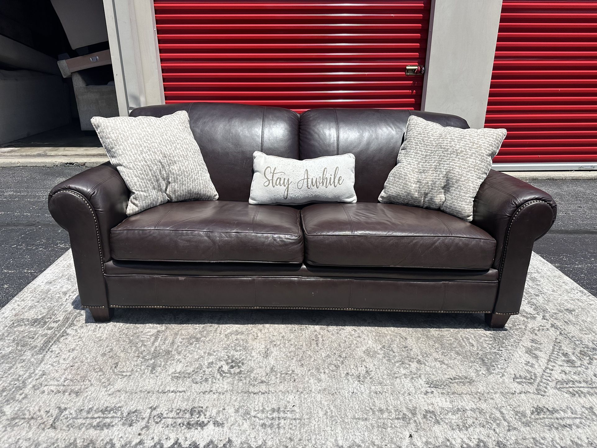 FREE DELIVERY β Dark Brown Faux Leather Couch | Clean, Comfy & Affordable