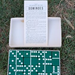 Vintage Puremco No. 716 Extra Thick Marblelike Dominoes – Green – Instructions 