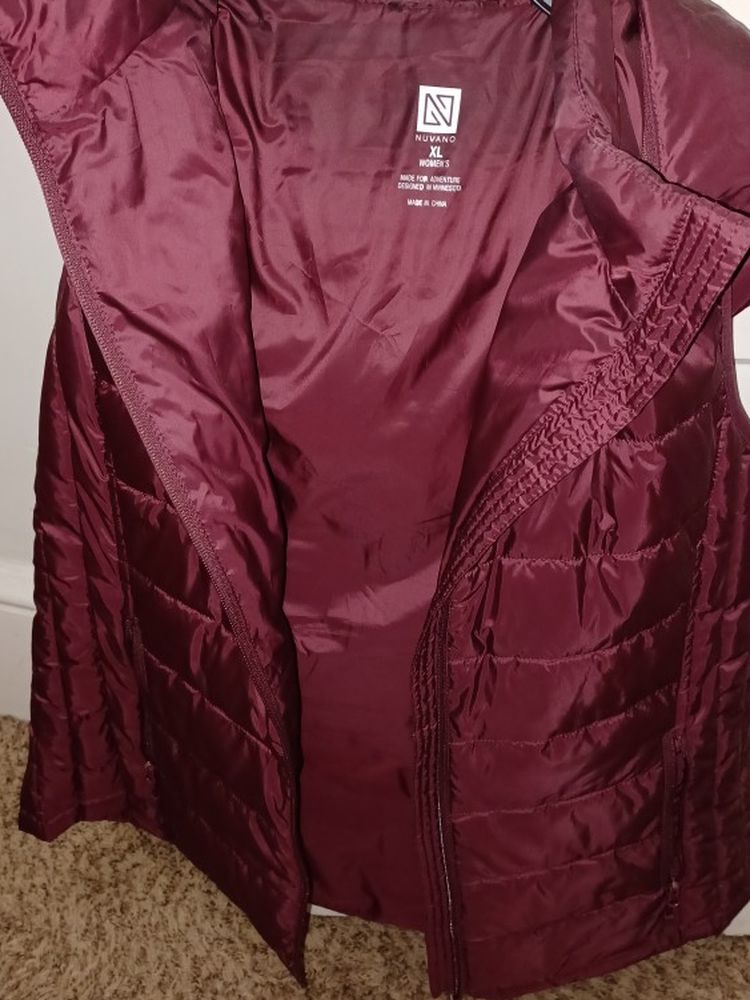 Ladies Maroon Puffer Vest 