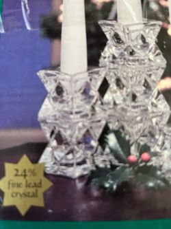 Set of Six Stackable Crystal Candlesticks