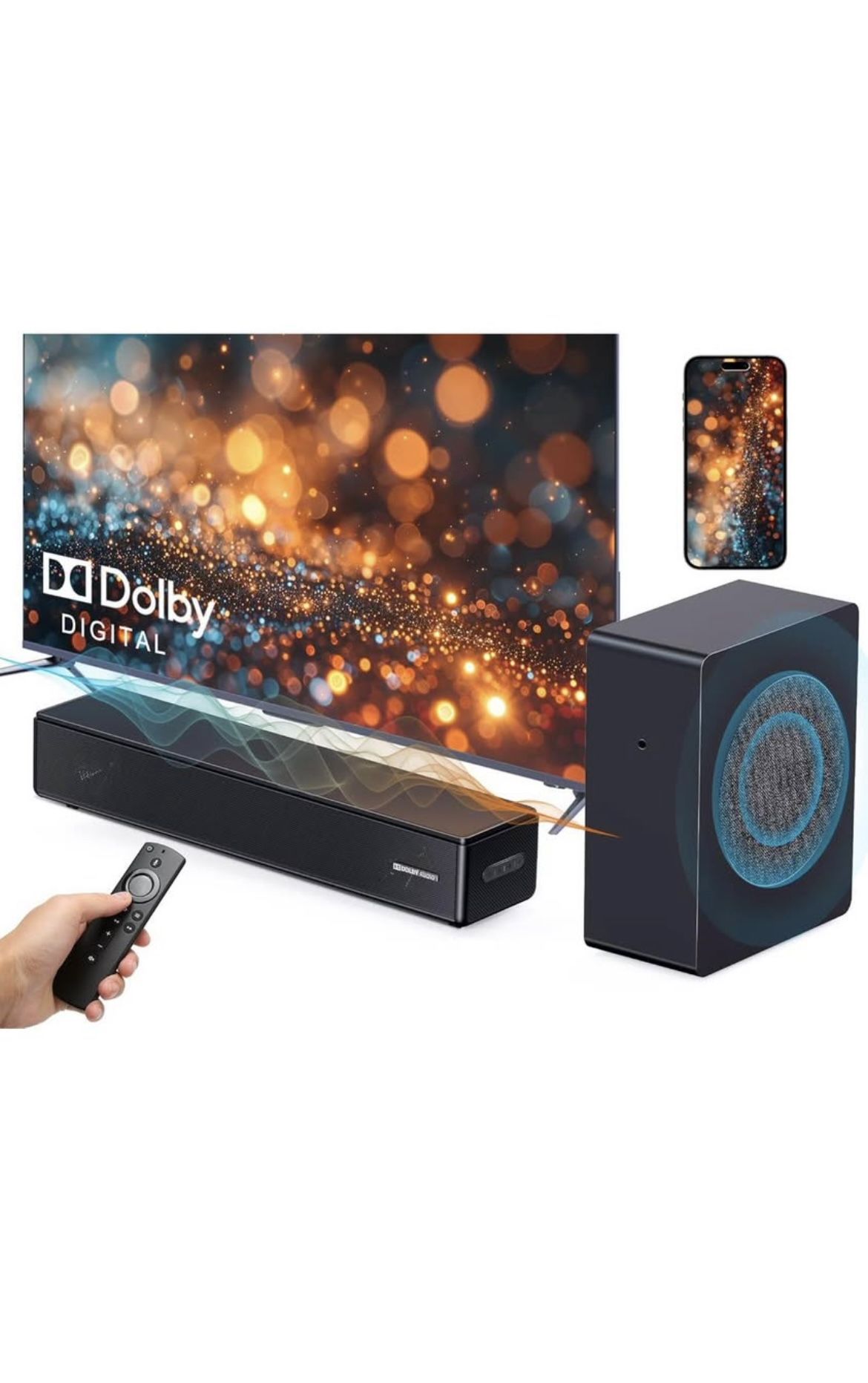 GEOYEAO 2.1 CH Soundbar with subwoofer, Home Theater, Audio Surround Sound System