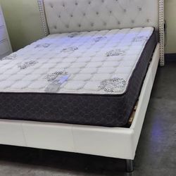 Queen Bed W/Charging Station & Built In LED Lights