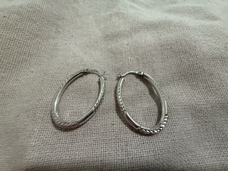 Sterling silver diamond cut hoop earrings