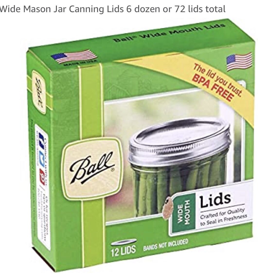 Wide Mason Jar Canning Lids 6 Dozens or 72 Lids Total