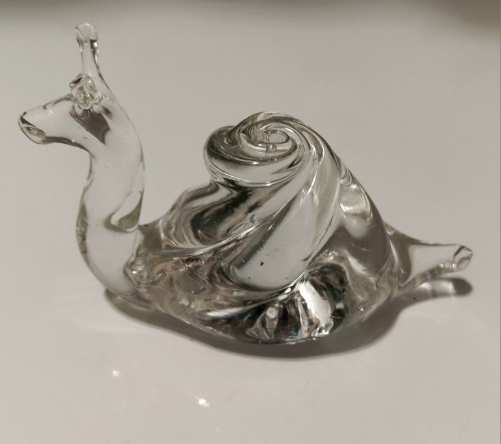 Awesome 1970's Art Glass Figural Snail Paperweight Figurine Beautiful!