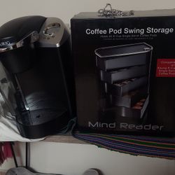 KEURIG SINGLE CUP WITH TIMER LIMITED EDITION  AND COFFEE POD SWING STORAGE