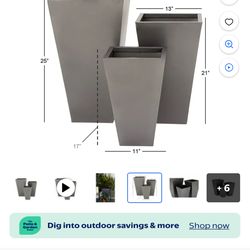 DecMode 17", 21", 25"H Light Weight Metal Planter with Tapered Base (3 Count)  color random