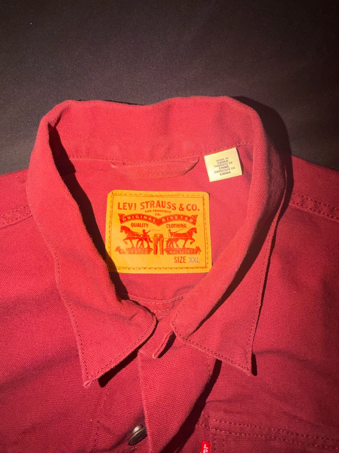 Levi’s burgundy red( rust) denim jacket XXL