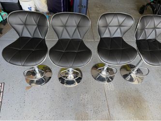 Set of 4 Modern Black Faux Leather Adjustable Swivel Bar Stools – Chrome Base