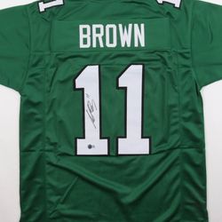 AJ Brown Signed Custom Eagles Green Jersey With COA