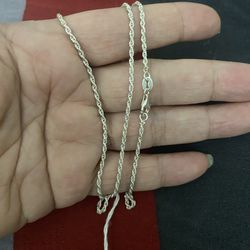 Real 925 Sterling Silver twisted chain necklace 24 inch