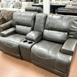 New Leather Power Reclining Loveseat