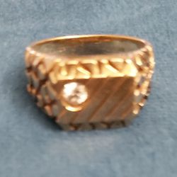 Mens 14k Gold Real Diamond Ring