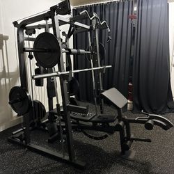 Vesta Fitness Smith Machine 2001 w/Bench Attachment | 230lb Bumpers Weights | 7ft Olympic Bar | Fitness | Gym Equipment | FREE DELIVERY 🚚 
