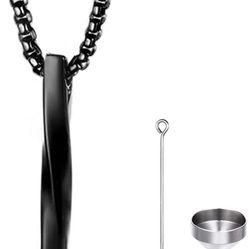 Brand New Ytisee Pet Urn Pendant Stainless Spiral Long Pillar Shape Pendant Necklace Souvenir,Holder Pendant Bottom Have Openable Container,Memorial C