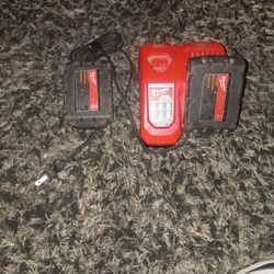 Milwaukee Battery Charger And 2 Batteries 