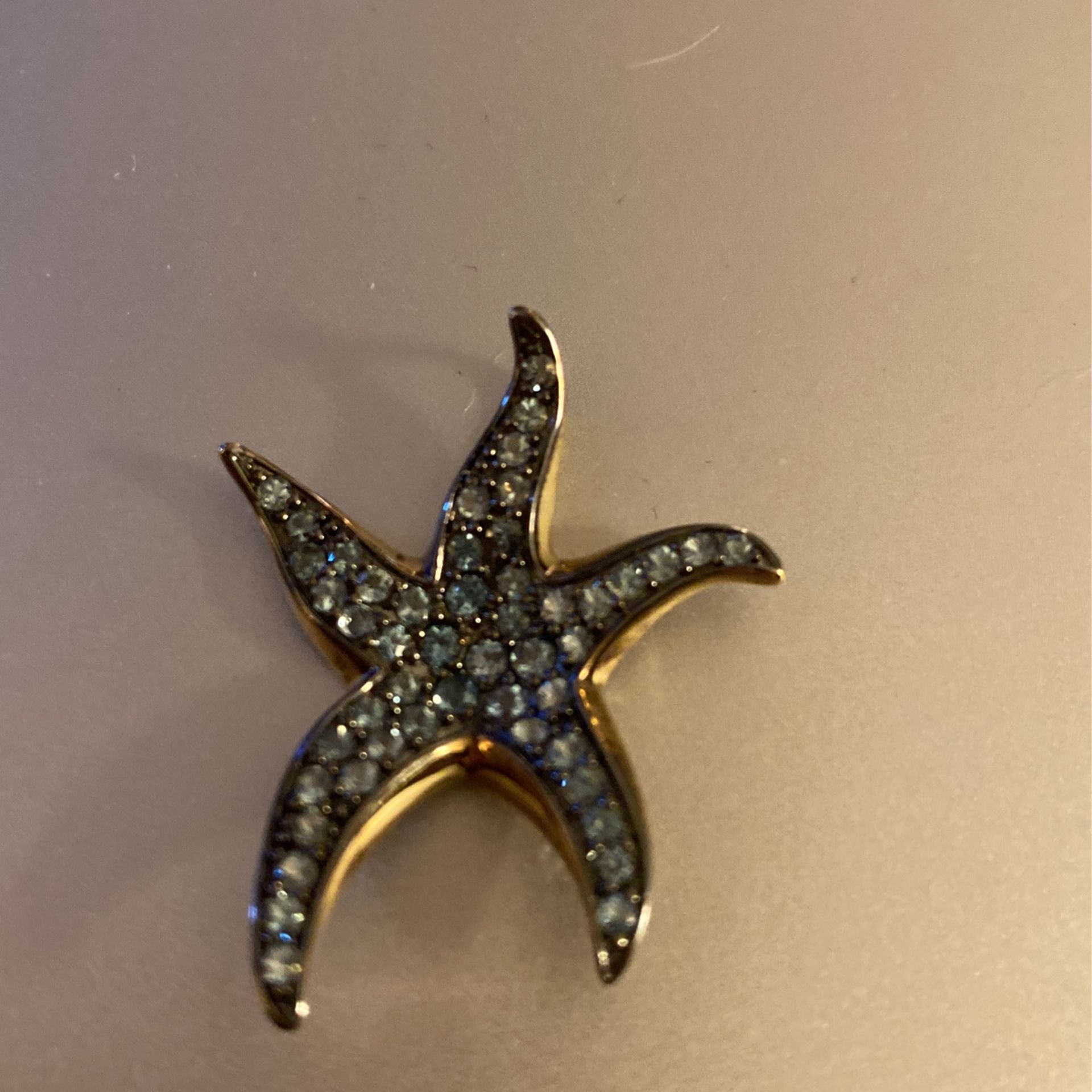 Star Fish Pendant With Light Blue Gemstones 