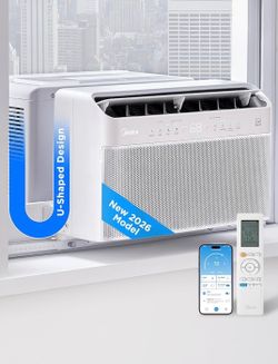 Midea 6,000 BTU U Shaped Window Air Conditioner, Cools up to 250 Sq Ft
