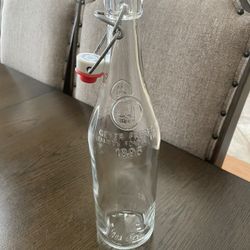 Vintage Geyer Freres Maison Fondee en 1895 Clear Glass Bottle w/Bail Clasp Stopper - Collectible