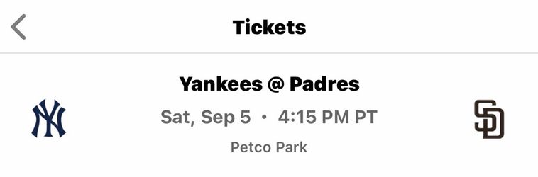 SD vs NY Saturday game 2 ticket