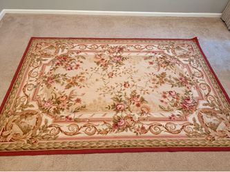 Wool Floral Needlepoint Area Rug