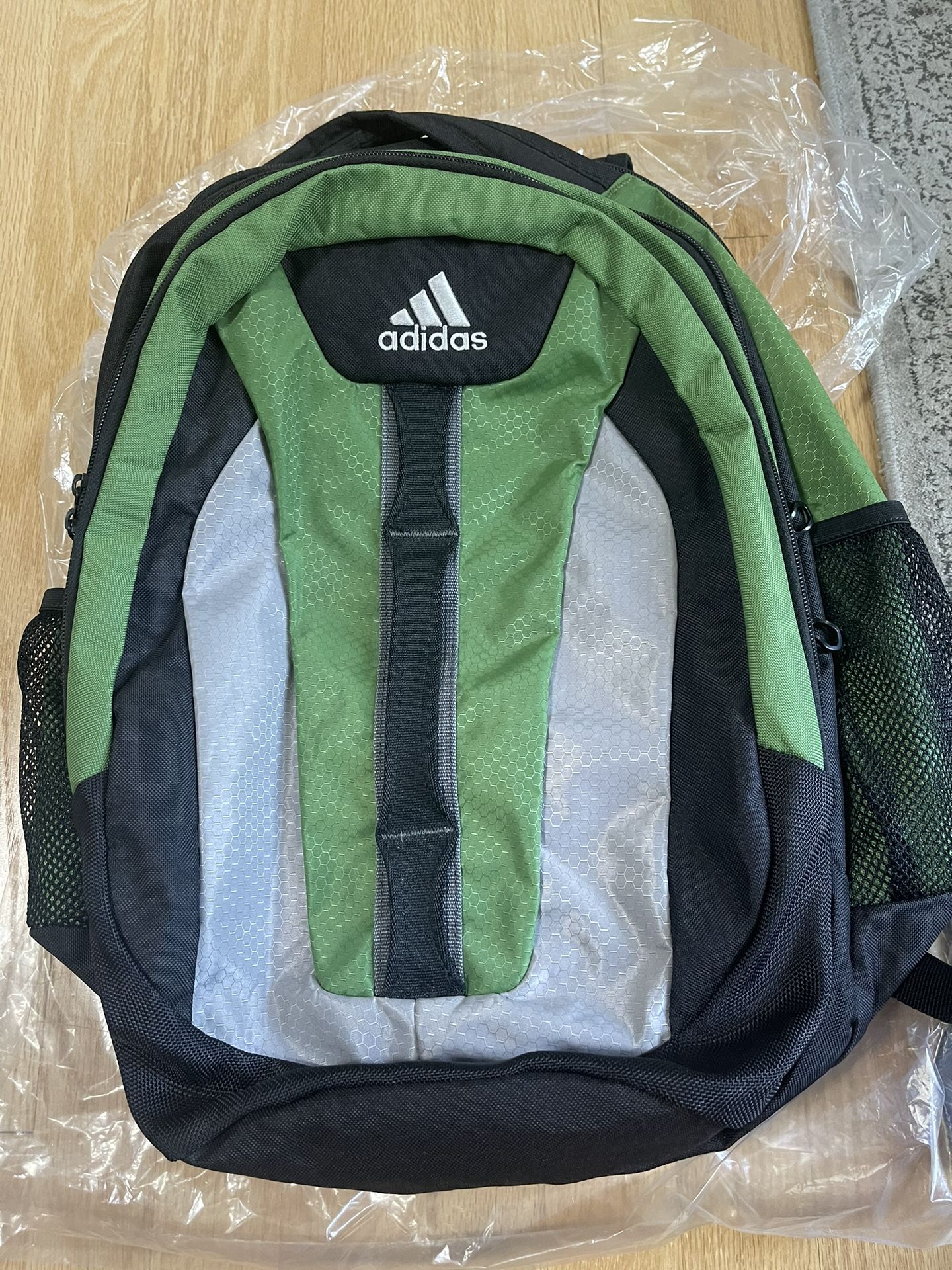 New Adidas Student Backpack Black Green Gray