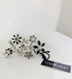 Authentic new European Silver Brooch pin with Swarovski Crystal stones + Jewelry Pouch