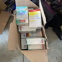 Large Box Of BRAND NEW Bany Bottles Breast Milk Storage Containers And Nipples