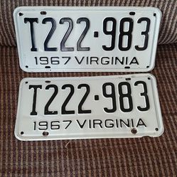 1967 Virginia License Plate Set 