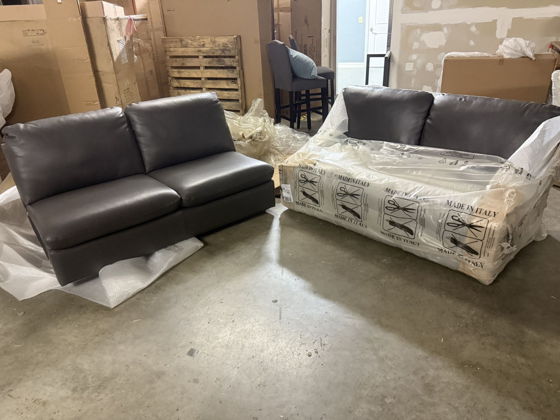 Gray Original Leather Couches