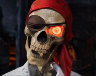 Title 6 FT. ANIMATED LED PIRATE SIDEKICK Halloween Animatronic