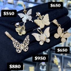 Natural Diamonds  Butterfly Pendant 