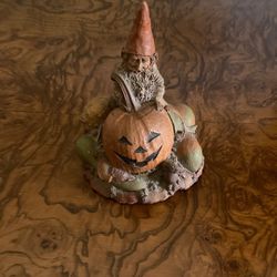 Tom Clark (signed) Gnome & Pumpkin Sculpture