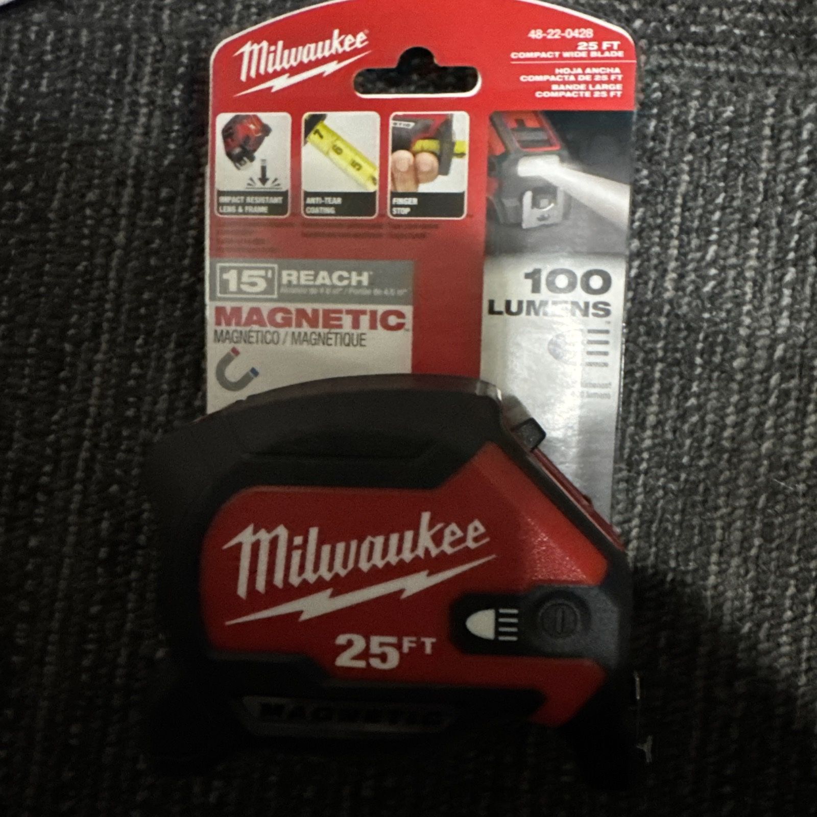 Milwaukee 25ft Magnetic Tape Measure With Rechargeable LED Light