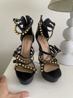 Gold And Black Shoes