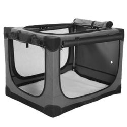 Deekuiwi 30-Inch Collapsible Travel Dog Crate, Portable 4-Door Soft Kennel for Medium to Large Dogs, Chew-Proof Mesh Windows, Indoor/Outdoor Use, Fold