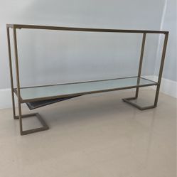 Glass And Mirror Gold Console Display Table