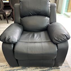Charcoal Leather Recliner - Smaller Scale