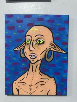 Funky Alien Acrylic Painting
