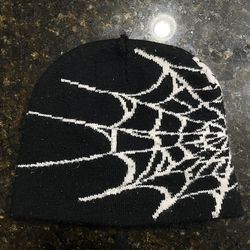 Black Spider Web Graphic Beanie