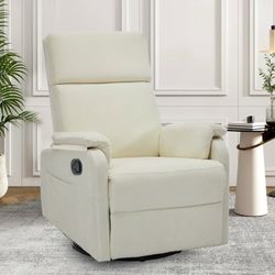 New Swivel Rocker Recliner Chair for Small Spaces Chenille for Living Room,Beige