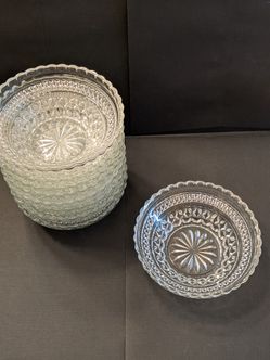 Vintage Anchor Hocking Wexford Crystal Glass Small Side Dish Bowls