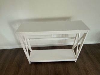 White Entry Table with Bottom Shelf