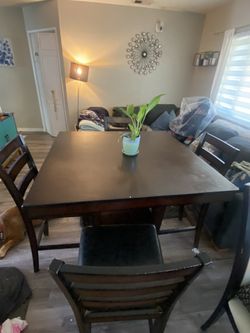 Tall Wood Table W/ Chairs