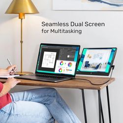 SideTrak Swivel 14" Attachable Portable Monitor Extender, FHD TFT Laptop Dual Screen with Kickstand + Unique Swivel Hinge, Compatible with Mac, PC, Ch