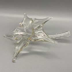 Vintage Clear Glass Art Lily Vase