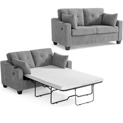 Used Corduroy Pull Out Sofa Grey