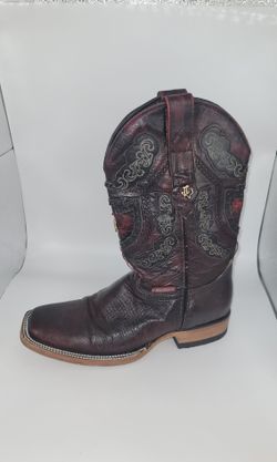 Men's Size 7 Leather Western Cowboy Boots Square Toe Kern County Fair