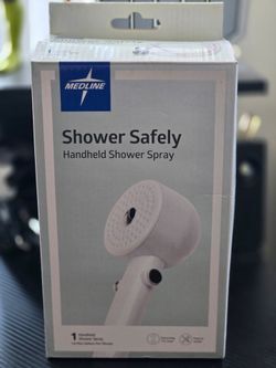 MedLine Shower Safely Handheld Shower Spray w/ Extra Long 7ft Hose White